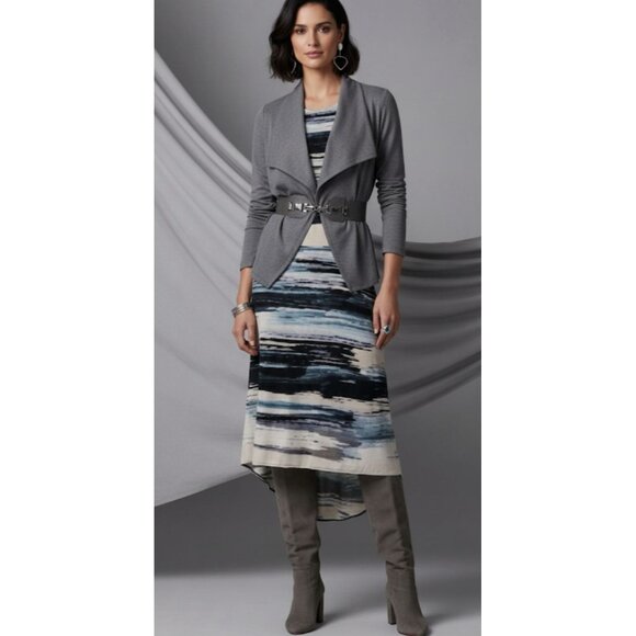Karen Kane Dresses & Skirts - Karen Kane Blue Lagenlook Artsey Boho Whimsy Blue Earthy Hi Low S-M